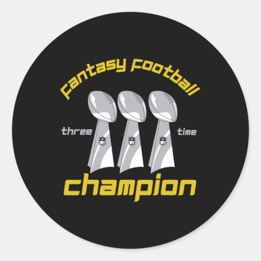 Fun Three Time Fantasy Football League Champion Tr ラウンドシール (正面)