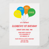 Fun To Be One 1st Birthday 箔招待状 (正面)