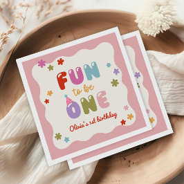 Fun to Be One Daisy Colorful 1st Birthday スタンダードカクテルナプキン