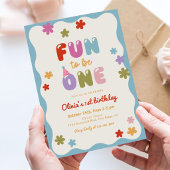  Fun to Be One Daisy Colorful 1st Birthday 招待状