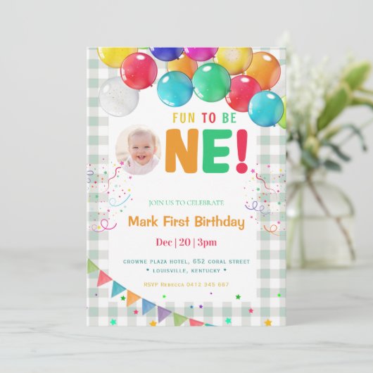 Fun to Be One Photo First Birthday part  招待状 (スタンド正面)