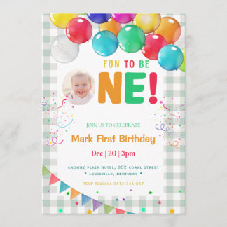 Fun to Be One Photo First Birthday part  招待状