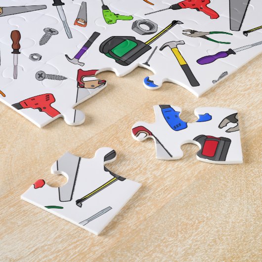 Fun Tools and Hardware Illustrations Pattern ジグソーパズル (側面)