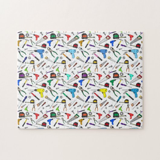 Fun Tools and Hardware Illustrations Pattern ジグソーパズル (横)