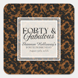 Fun Tortoise Shell Birthday Forty and Fabulous スクエアシール