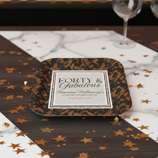 Fun Tortoise Shell Birthday Forty and Fabulous ペーパープレート
