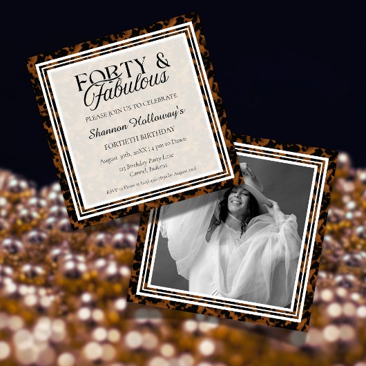 Fun Tortoise Shell Birthday Forty and Fabulous 招待状