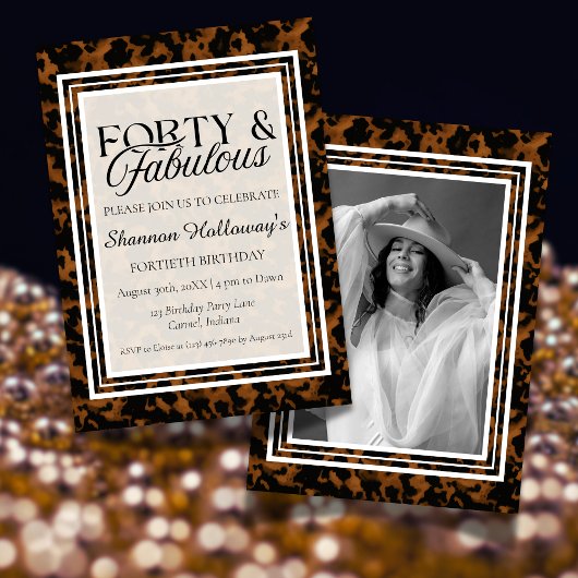 Fun Tortoise Shell Birthday Forty and Fabulous 招待状