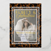 Fun Tortoise Shell Birthday Forty and Fabulous 箔招待状 (正面)