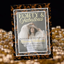 Fun Tortoise Shell Birthday Forty and Fabulous 箔招待状