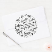 Fun Travel Sticker Adventure Black & White Design ラウンドシール (封筒)