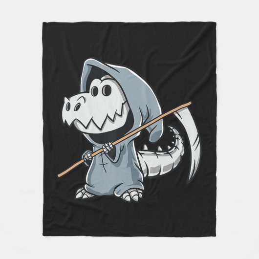 Fun TRex Skeleton Dino Grim Reaper Dinosaur Hallow フリースブランケット (正面)