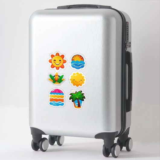 Fun Tropical Expression Decal, Cute Happy Face シール (スーツケース)