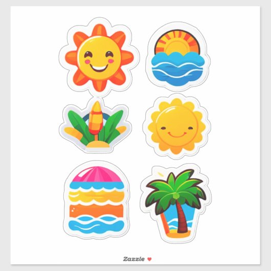 Fun Tropical Expression Decal, Cute Happy Face シール (シート)