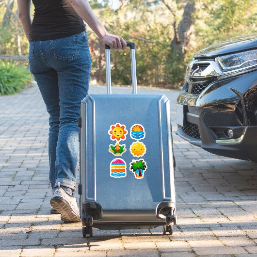 Fun Tropical Expression Decal, Cute Happy Face シール (スーツケースインサイチュ)