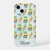 Fun Tropical Pattern with Custom Name  iPhone 15ケース (裏面)