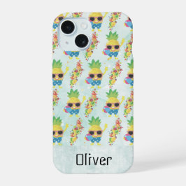Fun Tropical Pattern with Custom Name  iPhone 15ケース