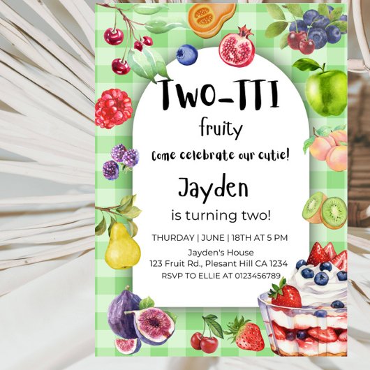 Fun Tropical Tutti Frutti Two Birthday Party 招待状