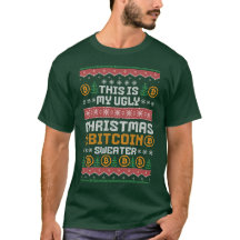 Fun UGLY CHRISTMAS BITCOIN Faux Knit Pattern