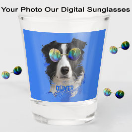 Fun Unique Pets Dog and Cat Sunglasses Photo Blue ショットグラス