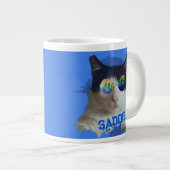 Fun Unique Pets Dog and Cat Sunglasses Photo Blue ジャンボコーヒーマグカップ (正面右)
