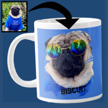 Fun Unique Pug Sunglasses Dog Dad Lover Photo Blue