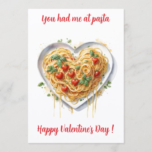 Fun Valentine Pasta Heart Italy   Holiday Card シーズンカード (正面)