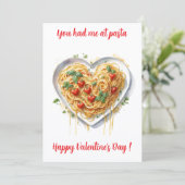 Fun Valentine Pasta Heart Italy   Holiday Card シーズンカード (スタンド正面)