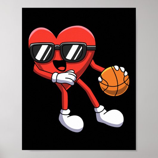 Fun Valentines Day Heart Playing Bysketbyll Boys K ポスター (正面)