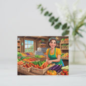 Fun vegetable vendor any purpose  ポストカード (スタンド正面)