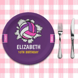 Fun Volleyball Birthday Girl ペーパープレート