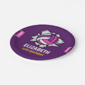 Fun Volleyball Birthday Girl ペーパープレート (アングル)