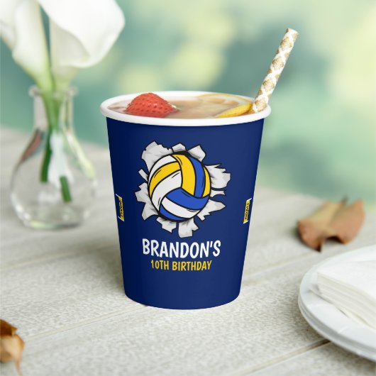 Fun Volleyball Boy Birthday 紙コップ (インサイチュ)