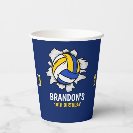 Fun Volleyball Boy Birthday 紙コップ (裏面)