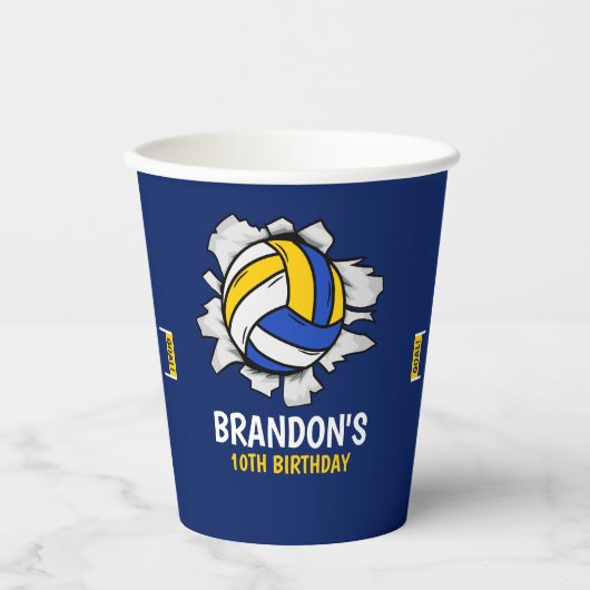 Fun Volleyball Boy Birthday 紙コップ (正面)