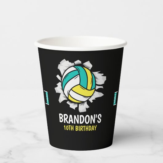 Fun Volleyball Boy Birthday 紙コップ (正面)