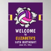 Fun Volleyball Girl Birthday ポスター (正面)