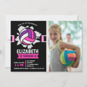 Fun Volleyball Girl Birthday 招待状 (正面)