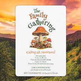 Fun Watercolor Mushrooms Retro Family Reunion 招待状