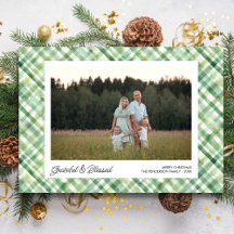 Fun Watercolor Plaid Check Christmas Photos Custom