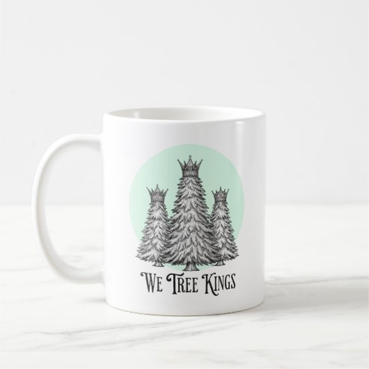 Fun We Three Kings Pun Christmas Tree mug コーヒーマグカップ (左)