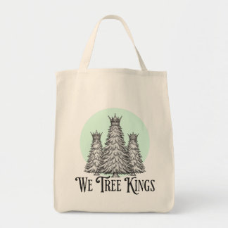 Fun We Three Kings pun tree tote bag トートバッグ