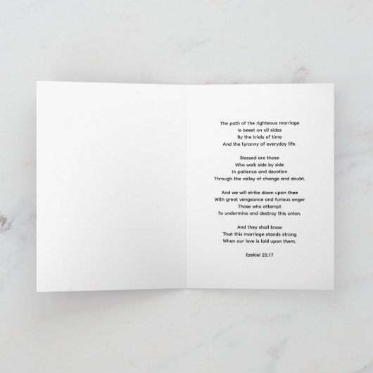 Fun Wedding Prayer Inspired by Ezekiel 25:17 カード (内部)