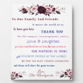 Fun Wedding Thank You Red Pink Roses フォトプラーク (正面)