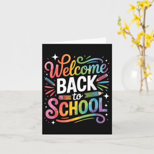 Fun Welcome Back To School Rainbow Teachers Studen カード (黄色い花)