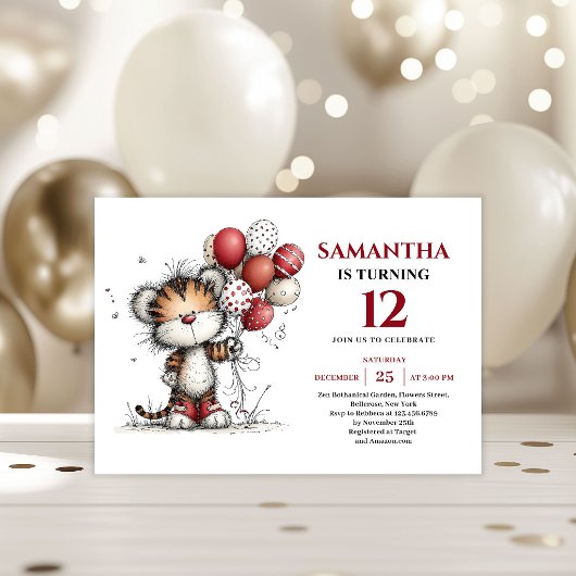 Fun whimsical animals theme kids birthday invites 招待状