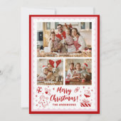 Fun Whimsical Christmas Holiday 3 Family Photo シーズンカード (正面)