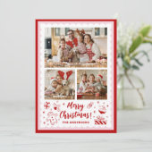 Fun Whimsical Christmas Holiday 3 Family Photo シーズンカード (スタンド正面)