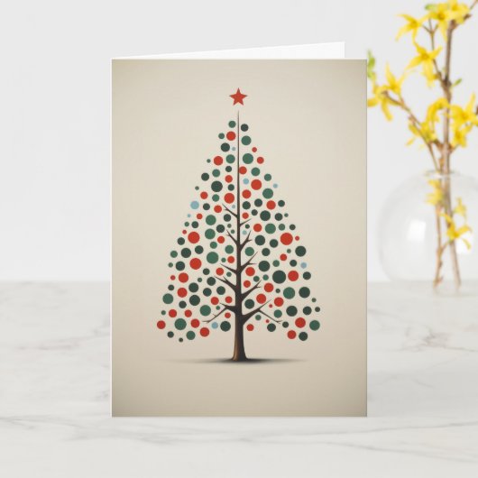 Fun Whimsical Christmas Tree Greeting カード (黄色い花)