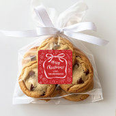 Fun Whimsical Hand Drawn Bow Christmas スクエアシール